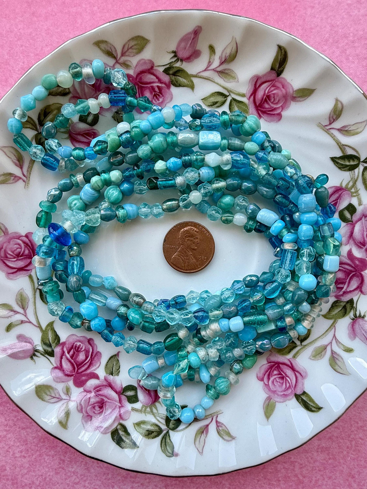 36” Ocean Mix Glass Bead Strand | 4-7mm | Assorted Blue Aqua Teal Bead Strands