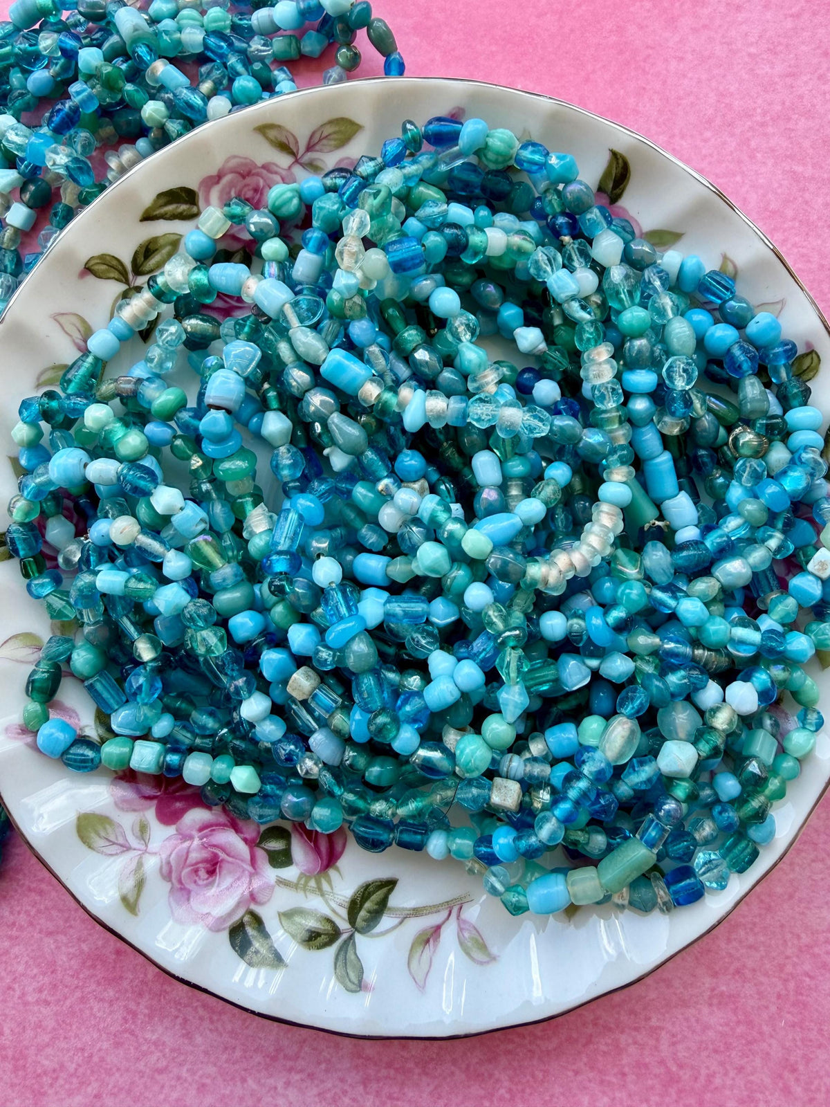 36” Ocean Mix Glass Bead Strand | 4-7mm | Assorted Blue Aqua Teal Bead Strands
