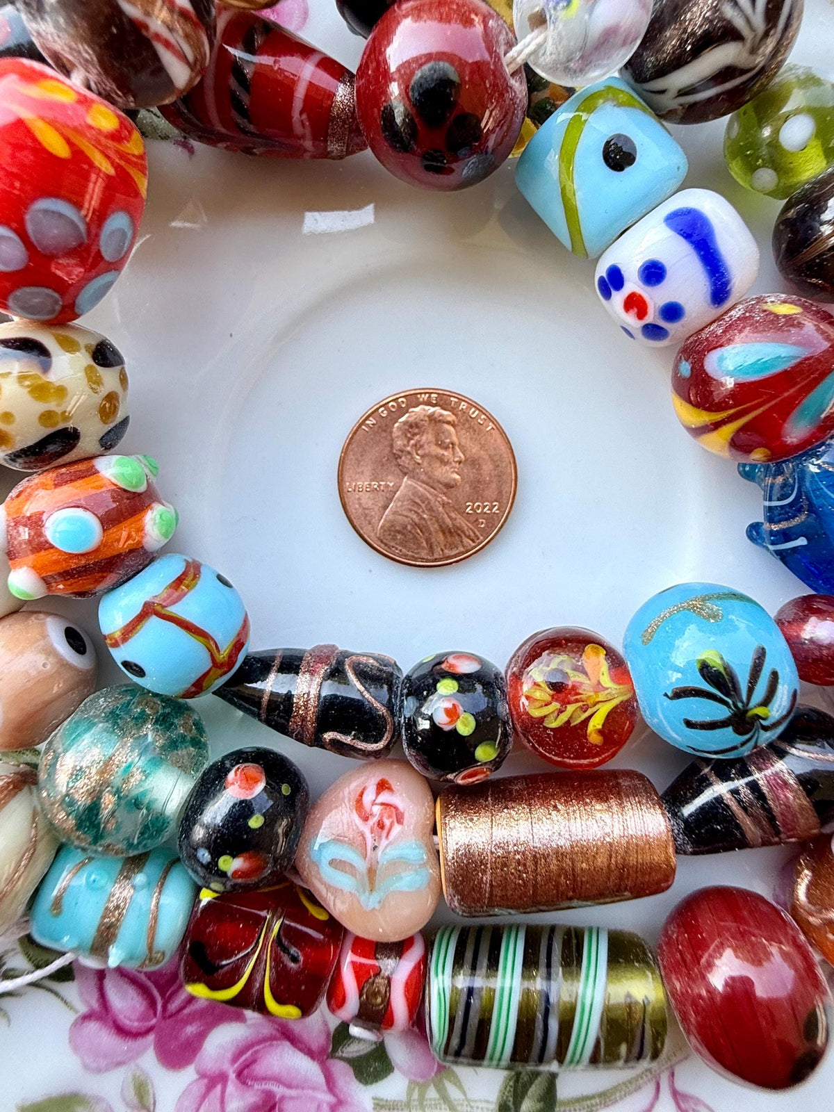 24”  Artisan Oddities – Large Mixed Glass Lampwork Bead Strand – Unique 10–20mm Assorted Bead Strands